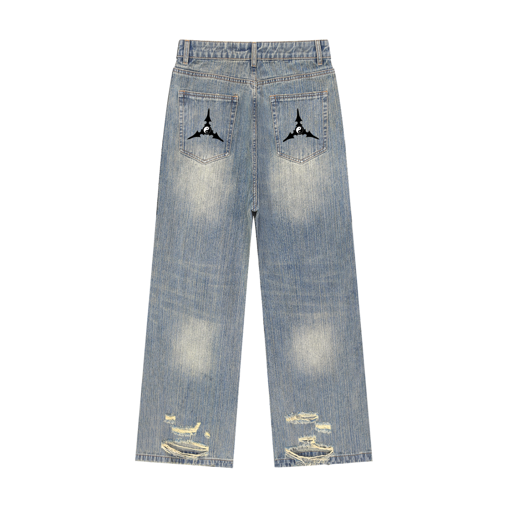 Vintage Wash Distressed Denim Jeans ODMPOD