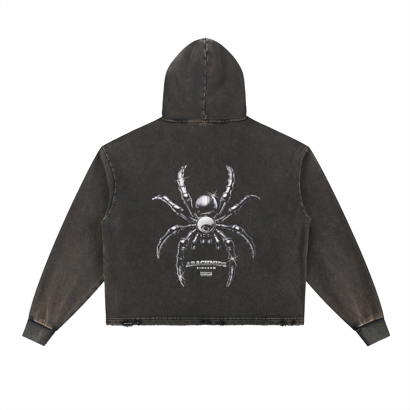 Vintage Washed Frayed-Hem Hoodie ODMPOD