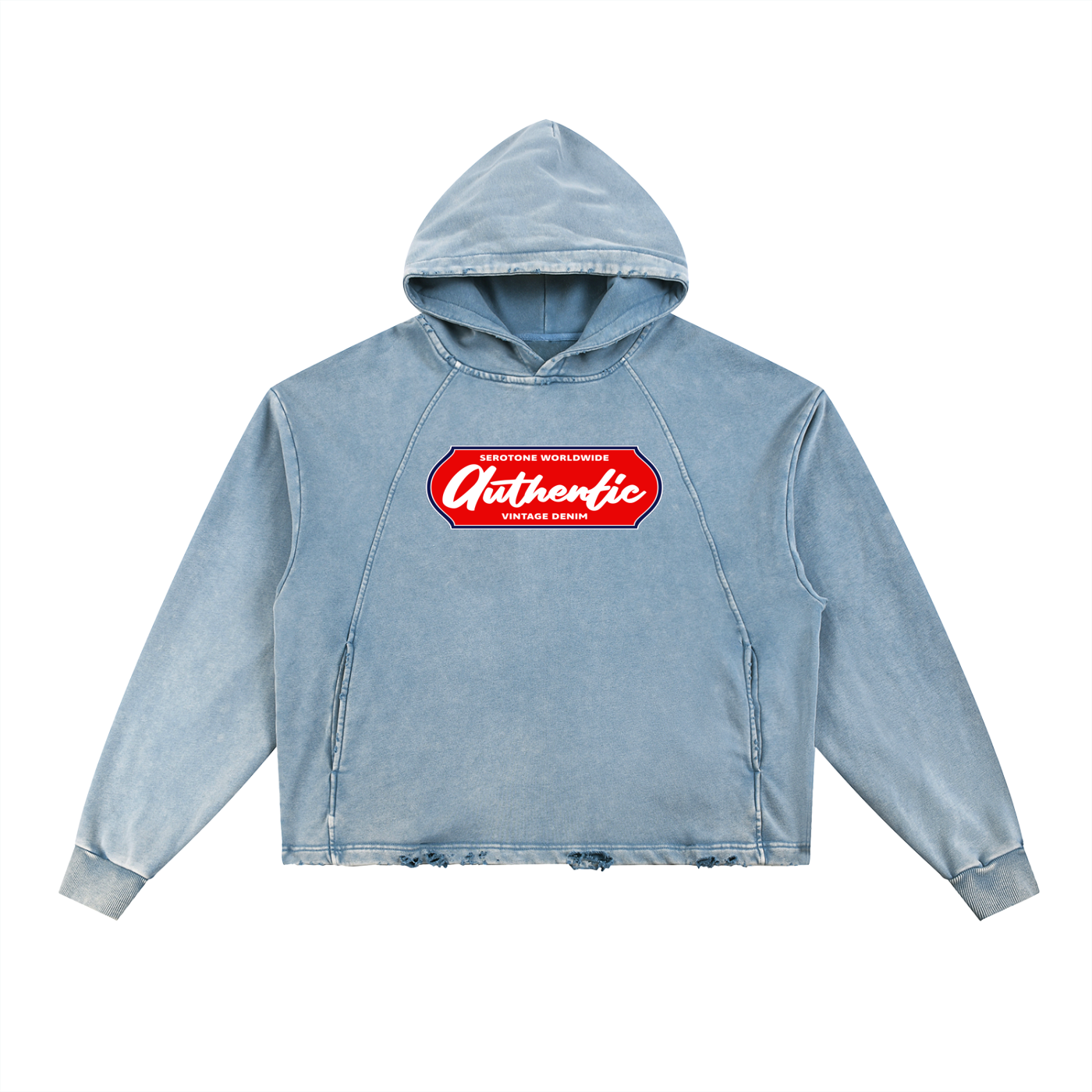Vintage Washed Frayed-Hem Hoodie ODMPOD
