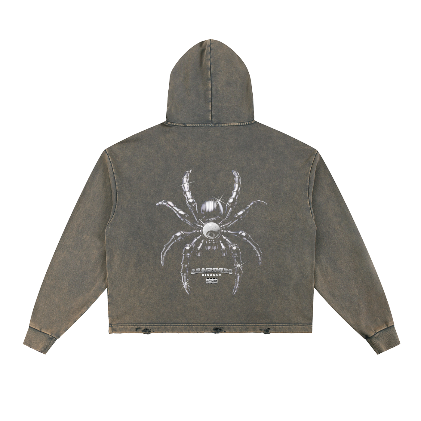 Vintage Washed Frayed-Hem Hoodie ODMPOD