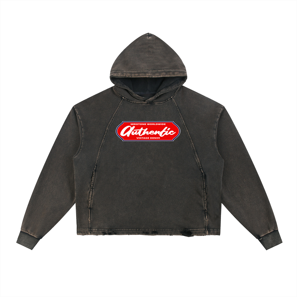 Vintage Washed Frayed-Hem Hoodie ODMPOD