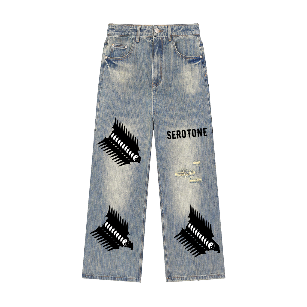 Vintage Wash Distressed Denim Jeans ODMPOD