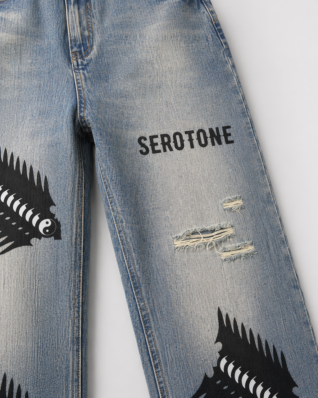 Vintage Wash Distressed Denim Jeans ODMPOD