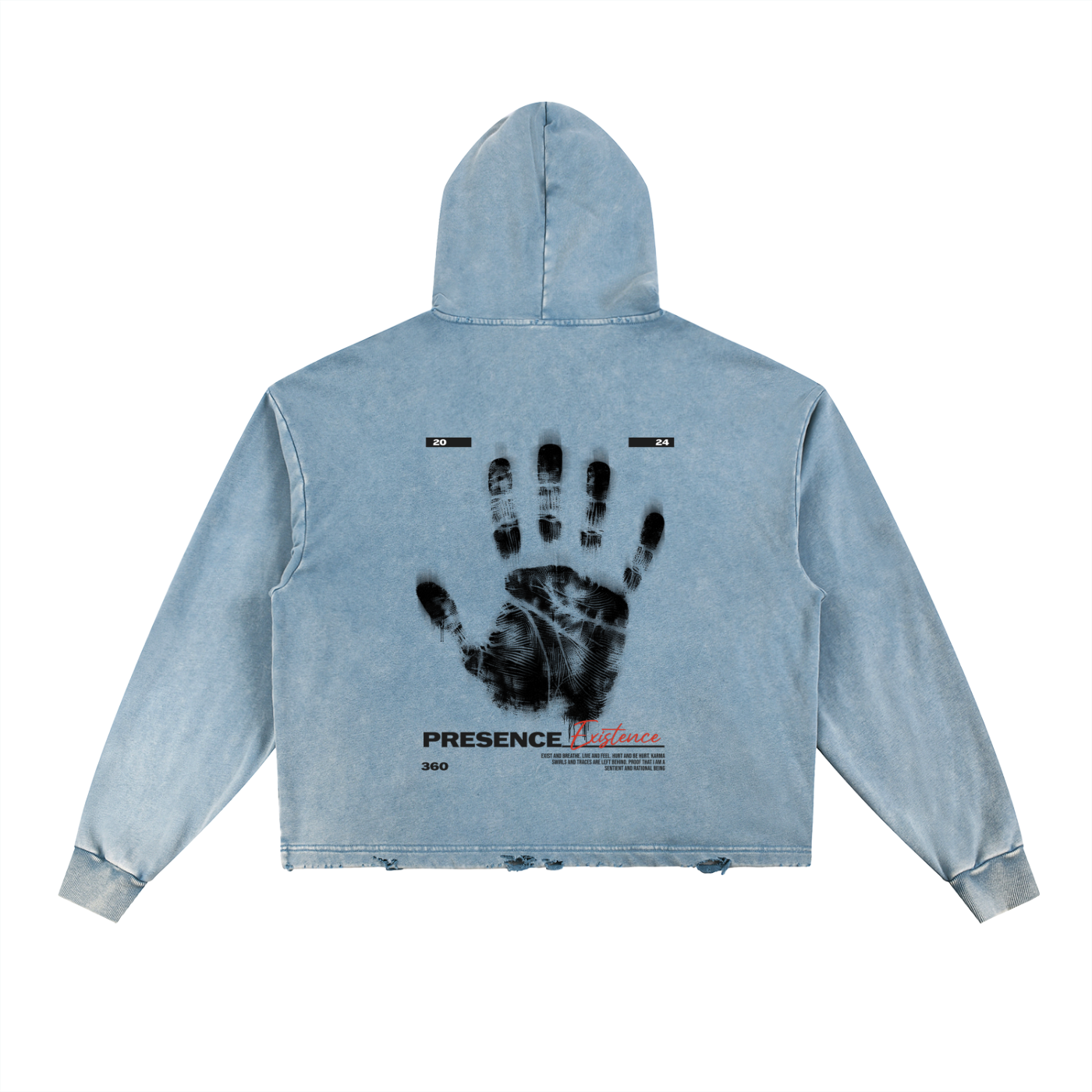 Vintage Washed Frayed-Hem Hoodie ODMPOD