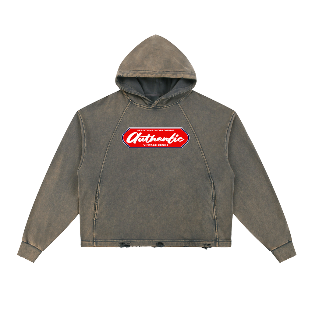 Vintage Washed Frayed-Hem Hoodie ODMPOD